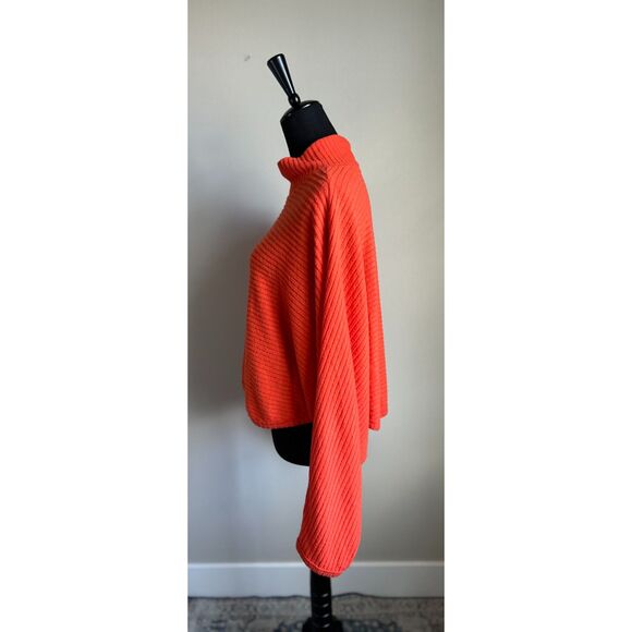 Pilcro Women's Mock Neck Dolman Sleeve Ribbed Orange Cropped Sweater Size XL - Picture 5 of 11